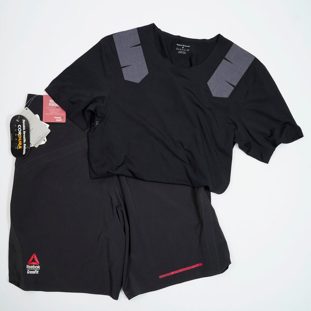 Reebok CrossFit Compression Training Set Shirt Shorts Black Men’s M Sample NWT
